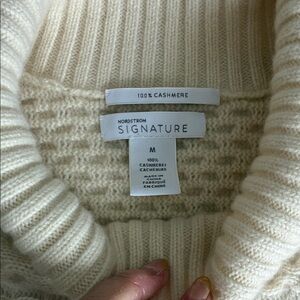 Nordstrom Signature Cream Cashmere Turtleneck Sweater